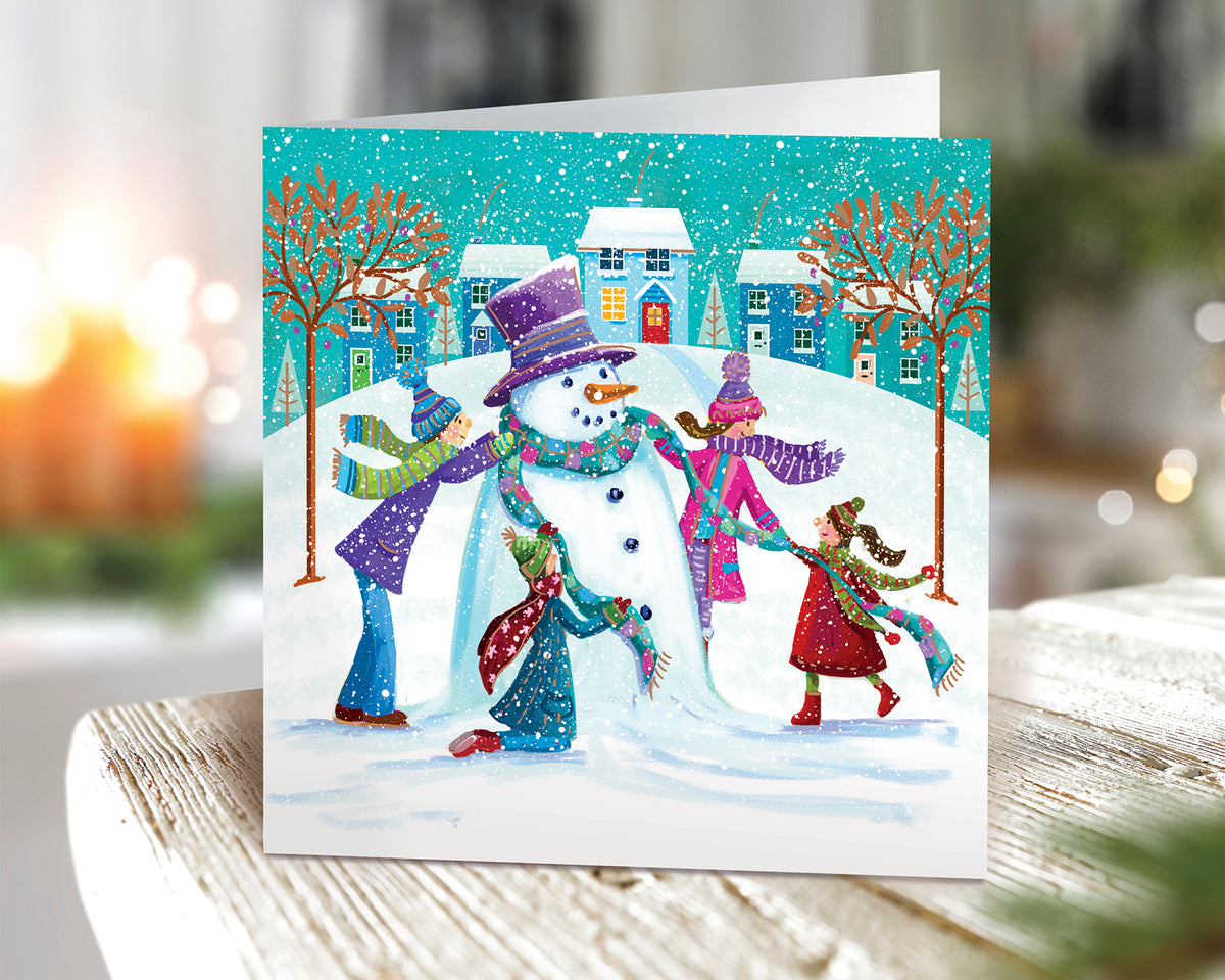 Colourful snowman Christmas cards (10 pack) Pancreatic Cancer UK