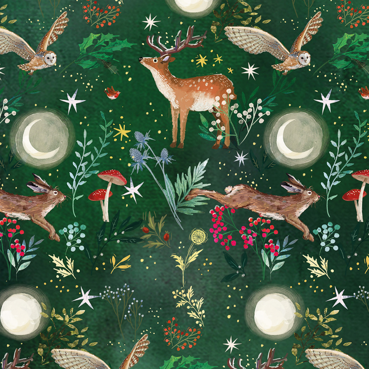 Festive woodland wrapping paper & sticker tags