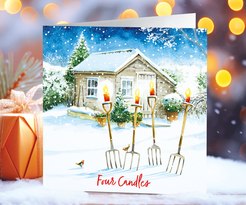 Four candles in the garden Christmas cards (10 pack) Pancreatic Cancer UK
