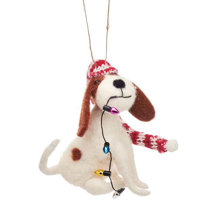 Felt dog with lights Christmas decoration by Sass & Belle