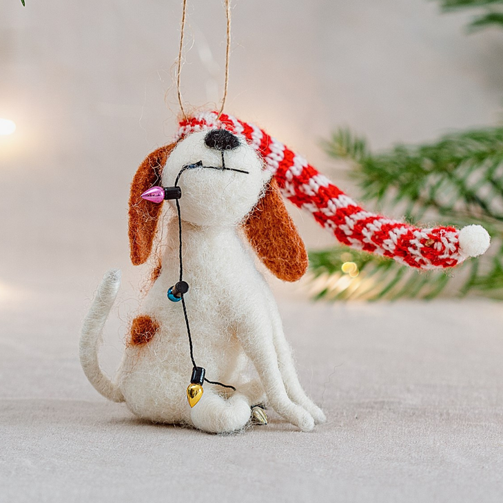 Felt dog with lights Christmas decoration by Sass & Belle