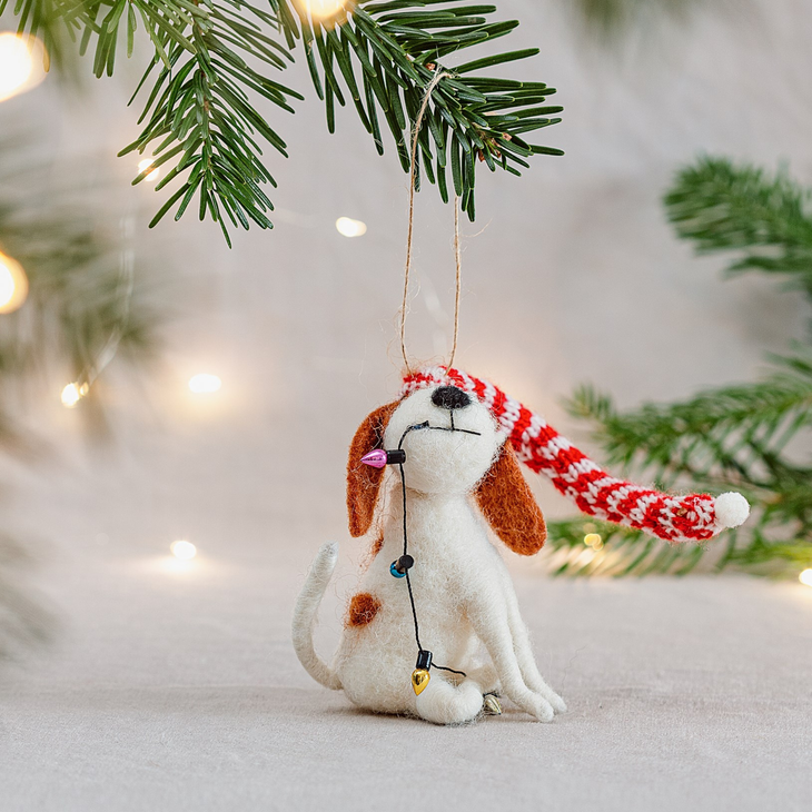 Felt dog with lights Christmas decoration by Sass & Belle