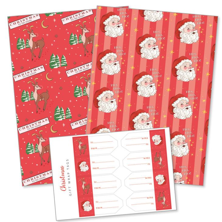 Ho ho ho wrapping paper & sticker tags