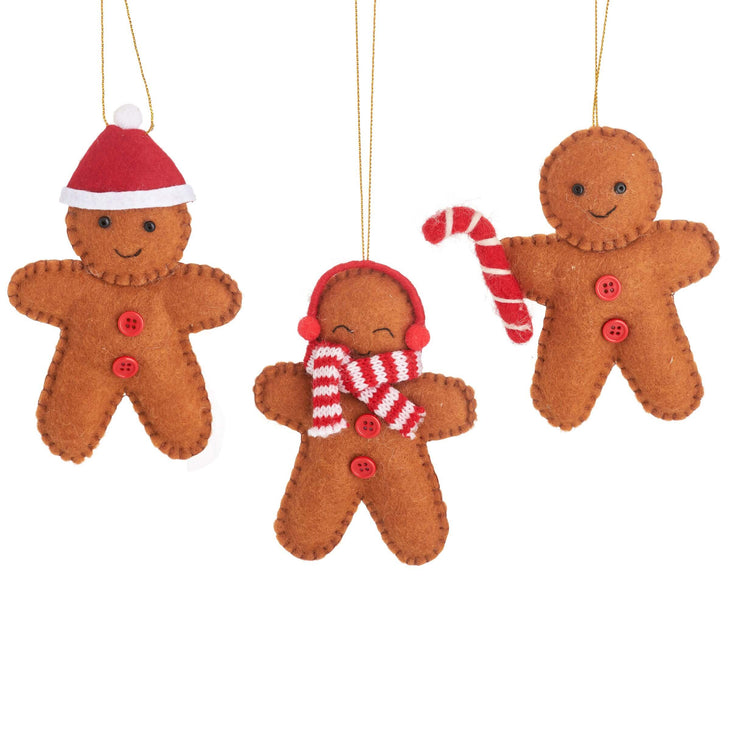 Set of 3 hanging gingerbread decorations