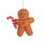 Gingerbread person with a red and white candy cane