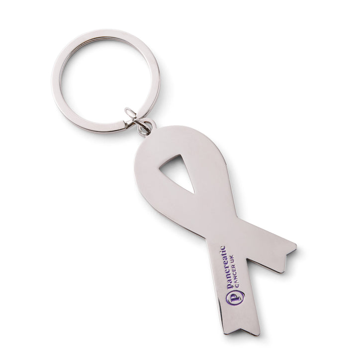Purple ribbon keyring - glitter