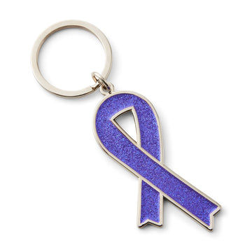 Purple ribbon keyring - glitter