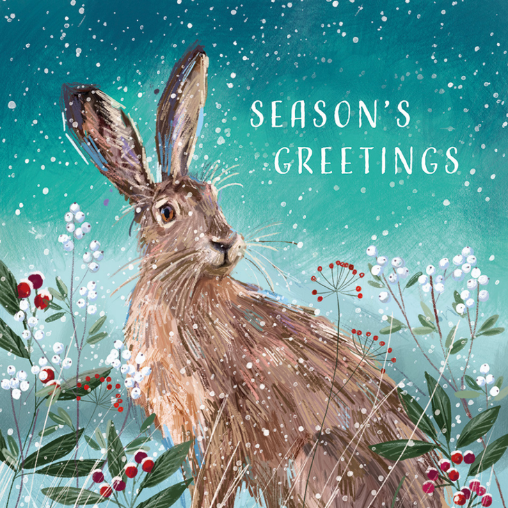 Hare Amongst The Berries Christmas cards (10 pack)