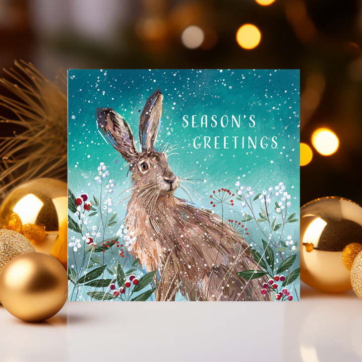 Hare Amongst The Berries Christmas cards (10 pack)