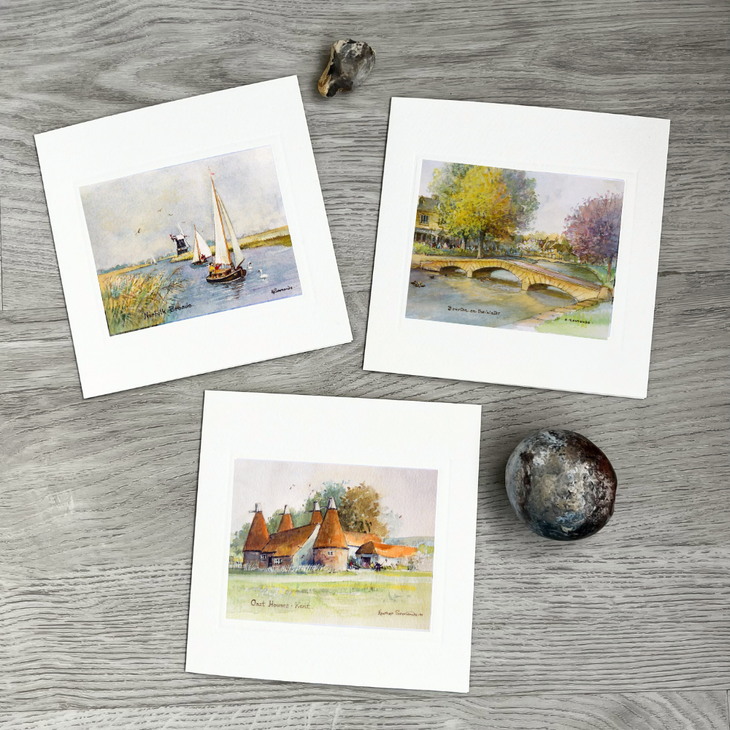 Pack of 3 Heather Simmonds Art Cards – English Country Scenes