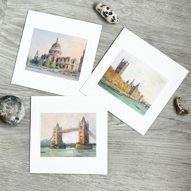Pack of 3 Heather Simmonds Art Cards – London Scenes