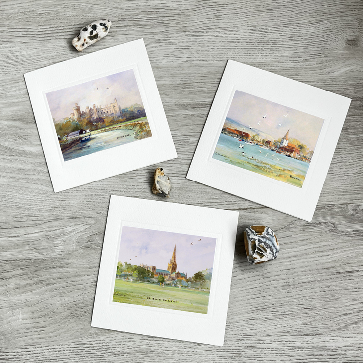 Pack of 3 Heather Simmonds Art Cards – Sussex Scenes
