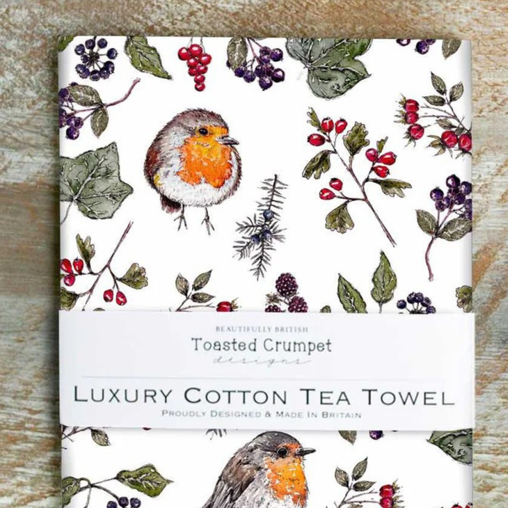 Hedgerow Robin Tea Towel