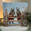 Donkeys in scarves Christmas card on a mantlepiece