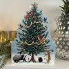 Christmas Tree die cut card on a mantlepiece
