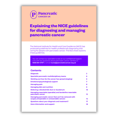 Explaining the NICE Guidelines for pancreatic cancer