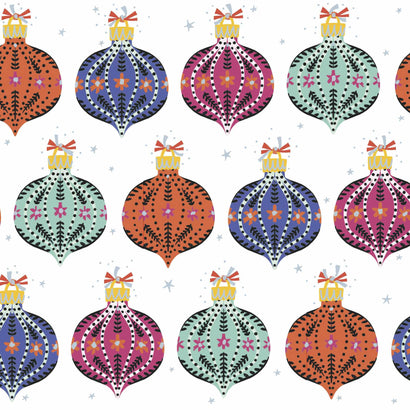 Patterned baubles Christmas cards (10 pack)