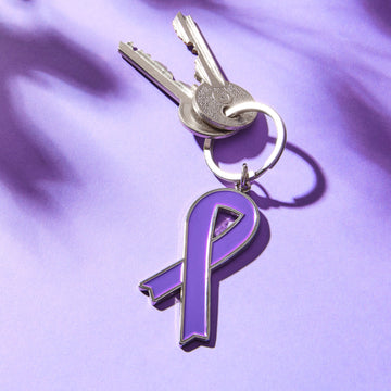Purple ribbon keyring - plain