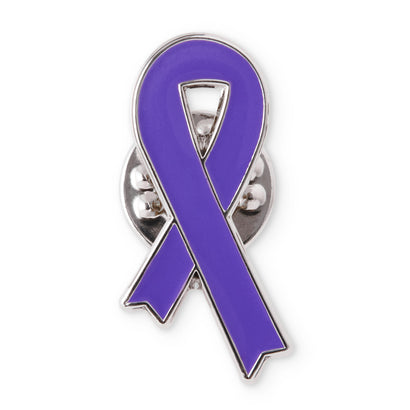 Purple ribbon pin badge - plain