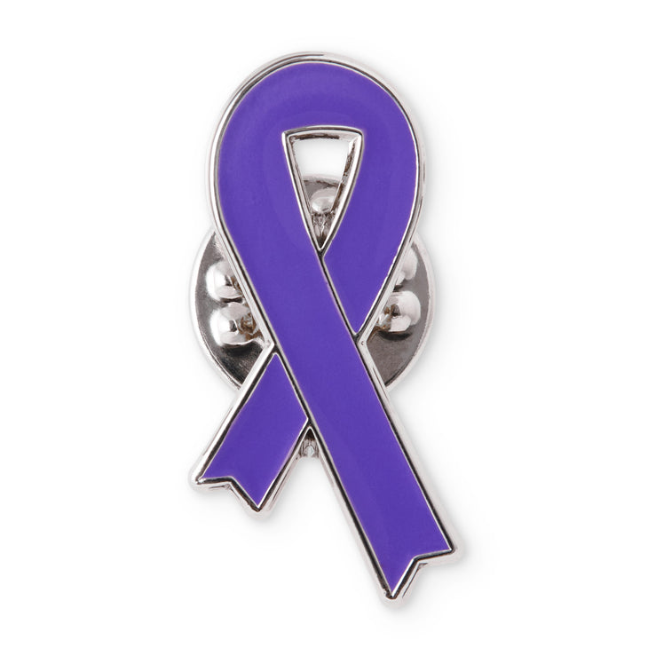 Purple ribbon pin badge - plain
