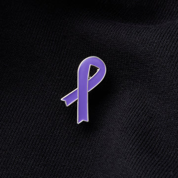 Purple ribbon pin badge - plain