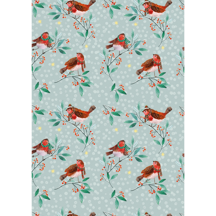 Robin Friends wrapping paper & sticker tags
