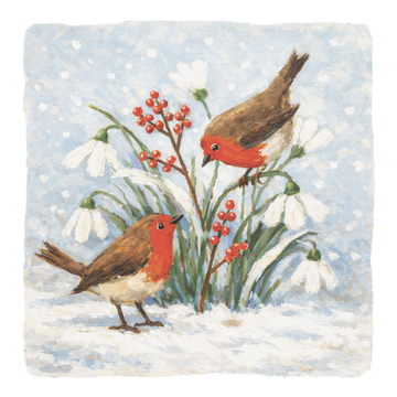 Robins Among The Snowdrops Christmas cards (10 pack)