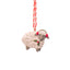 1 sheep decoration with red ear muffs and chewing a holly branch