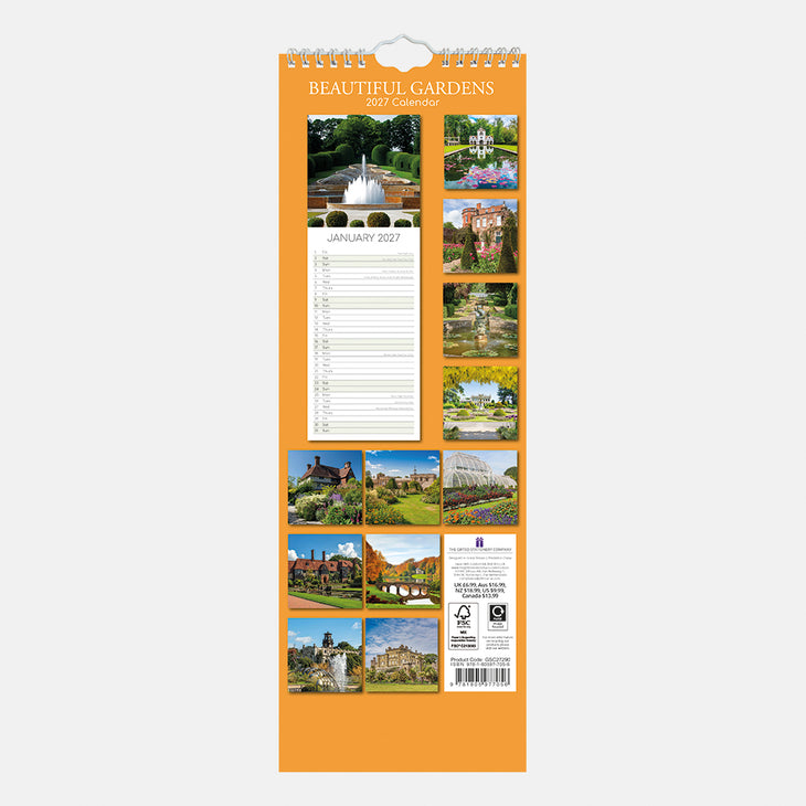 2027 Slimline calendar - Beautiful Gardens