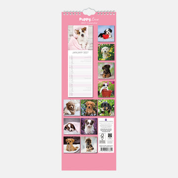 2027 Slimline calendar - Puppy Love