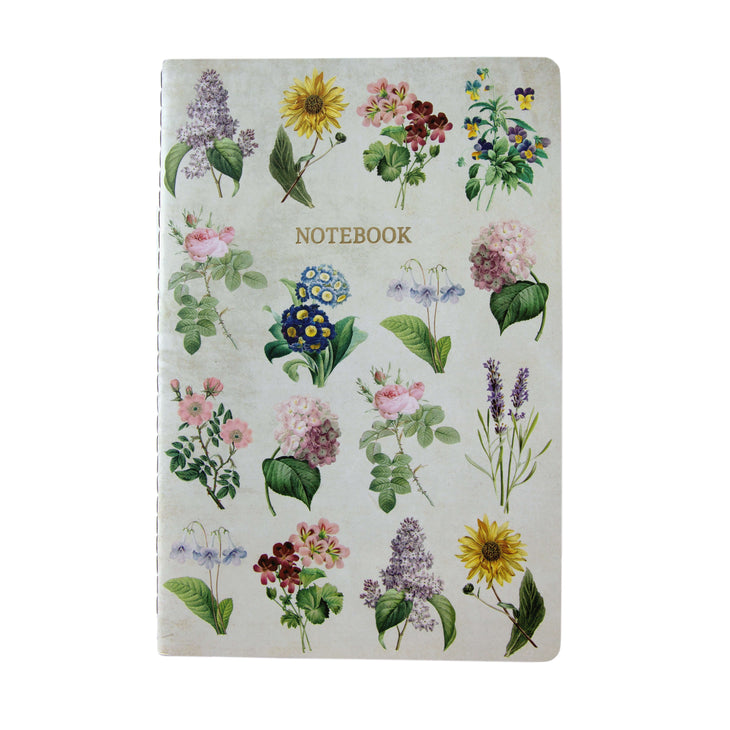 A5 paper notebook with vintage style illustrations of flowers