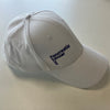 The front of our white cap with the Pancreatic Cancer UK logo in purple