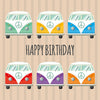 Colourful campervans - birthday card