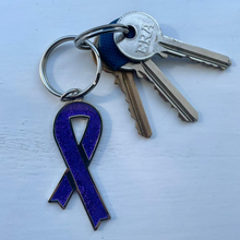 Load image into Gallery viewer, Purple ribbon keyring
